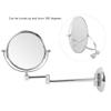 360 Degree Rotating Double Sided Folding Bathroom Makeup Mirror with Base and Screw, Magnified 3X Mirror for Toilet, Mirror Diameter 15cm, Bright Silver (Bright Silver Round view 2