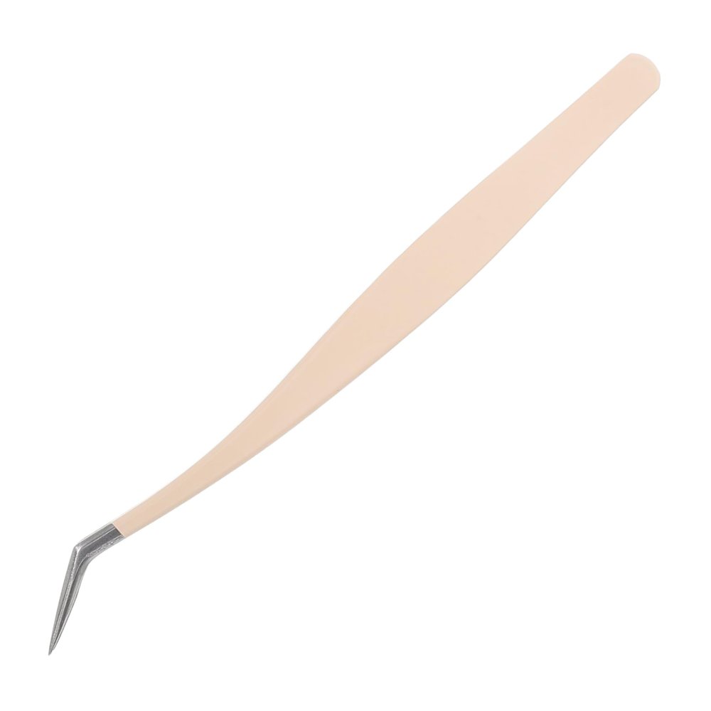 Beaupretty Precision Tweezers for False Lashes Multi-Functional Makeup Tool Curved Tip for Easy Application and Removal Beige Eyelash for Routine