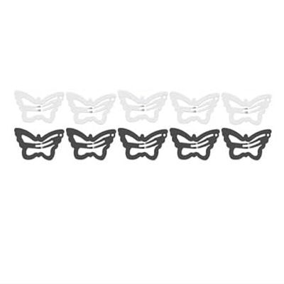 10-Pack Butterfly Hair Clips Non-Slip Snap Barrettes for Girls, Women, Toddlers - 1.2 Inch (WHITE/GRAY)