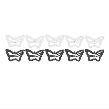 10-Pack Butterfly Hair Clips Non-Slip Snap Barrettes for Girls, Women, Toddlers - 1.2 Inch (WHITE/GRAY)