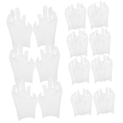 Alipis 12pairs White Cotton Fingerless Gloves for Moisturizing and Working Soft and Comfortable Adult Gloves for Men and Women for Crafts Gardening and Formal Occasions