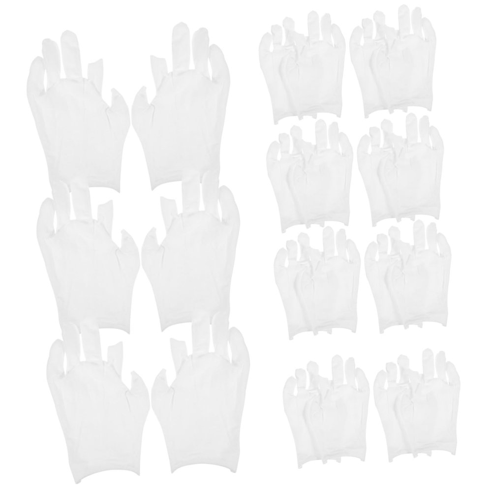 Alipis 12pairs White Cotton Fingerless Gloves for Moisturizing and Working Soft and Comfortable Adult Gloves for Men and Women for Crafts Gardening and Formal Occasions