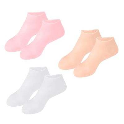 DEARMAMY Moisturizing Socks for Dry Cracked Feet 3 Pairs Softening Foot Cover SEBS Protection for Women and Girls for Spa and Home Use