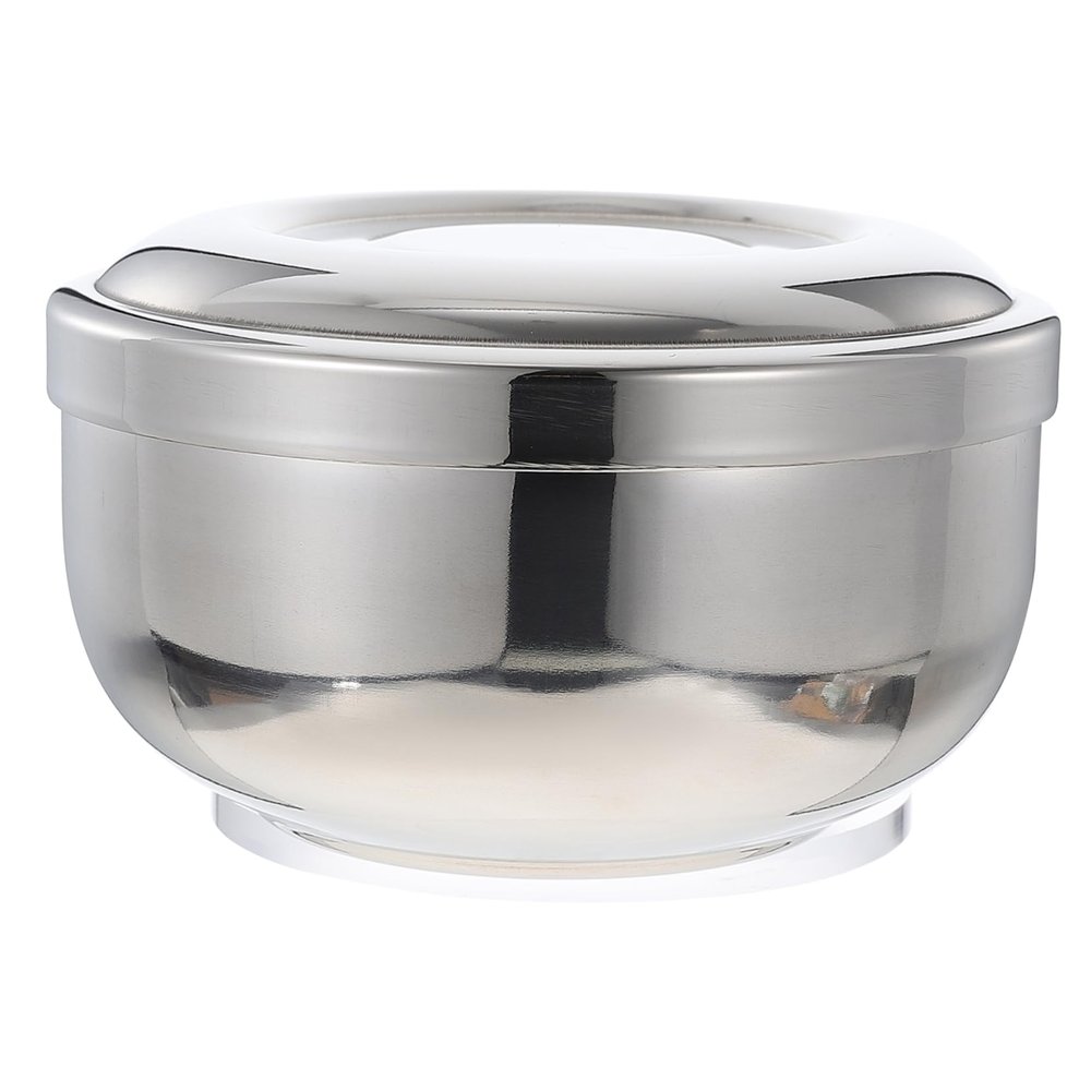 CALLARON 1pc Stainless Steel Shaving Soap Foaming Bowl Lidded Container for Home and Barber Shop Use Durable and Safe Design with Rounded Edges Practical and Reliable Bubble Foaming Bowl