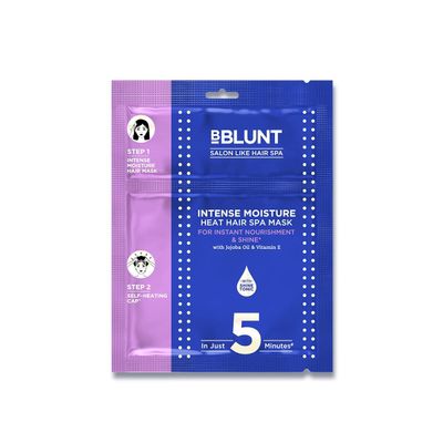 BeBLUNT Intense Moisture Heat Hair Spa Mask with Jojoba Oil & Vitamin E for Salon-Like Hair Spa at Home - 70 g