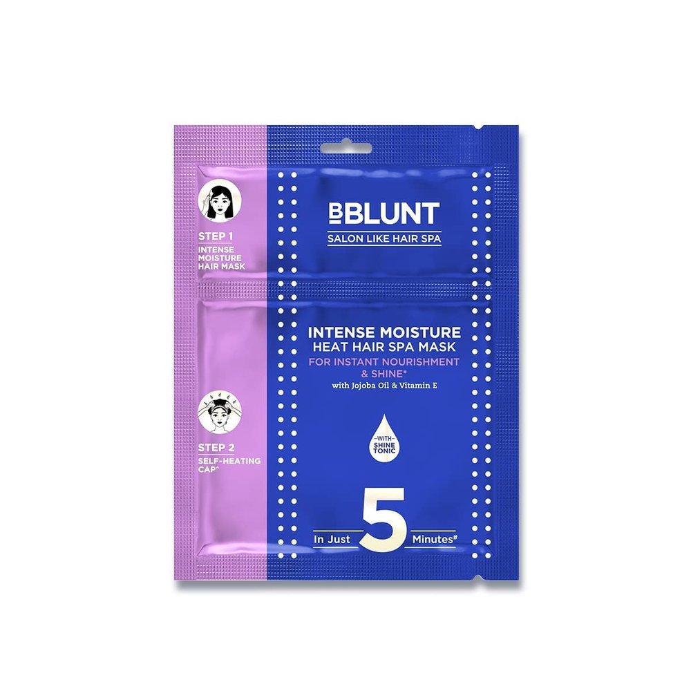 BeBLUNT Intense Moisture Heat Hair Spa Mask with Jojoba Oil & Vitamin E for Salon-Like Hair Spa at Home - 70 g