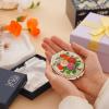 February Mountain Mother of Pearl Compact Mirror  Dual Magnification Gift for Women, Mom, Sister  Birthday or Christmas Idea (1, Spring Peony) view 2
