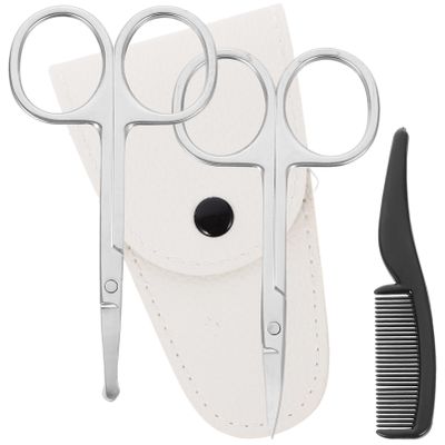 GALPADA 4pcs Nasal Hair Cutter Set Beard Scissors Kit Stainless Steel Hair Cutting Kit Mustache Scissors Precision Trimmer for Men