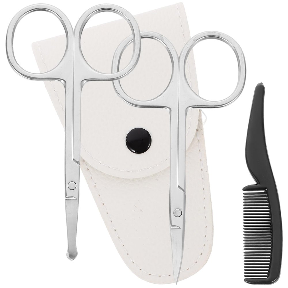 GALPADA 4pcs Nasal Hair Cutter Set Beard Scissors Kit Stainless Steel Hair Cutting Kit Mustache Scissors Precision Trimmer for Men