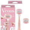 Venus ComfortGlide White Tea Razor for Women, 3 Blades, Manual Razor with Handle, 2 Refills, Pink view 3