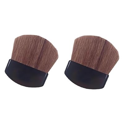 2Pcs Mini Powder Blush Brush Set, Travel Mini Multi-functional Loose Powder Angled Soft Synthetic Makeup Brushes for Cheeks, Blush and Contour