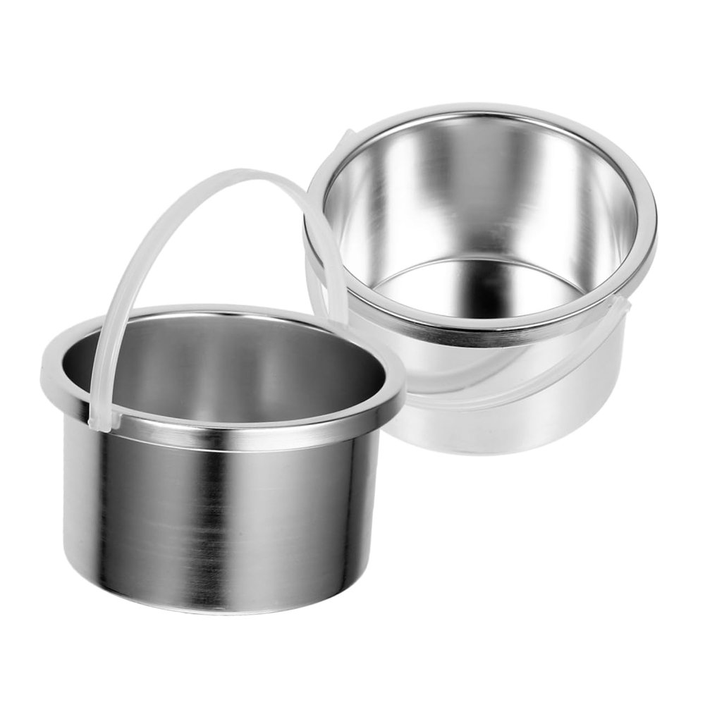 SHERCHPRY 2pcs Aluminum Wax Pot Wax Warmer Replacement Insert for Hair Removal and Candle Making Portable Easy to Clean Aluminum Melting Bowl