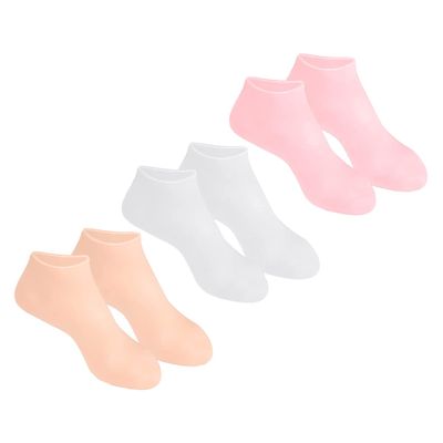 PartyKindom 3 Pairs Moisturizing Socks for Dry Cracked Feet Exfoliating and Hydrating Foot Care Pairs for Women Soft Gel Lining for Home and Travel