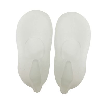 DEARMAMY Silicone Boat Socks Moisturizing -Cracking Gel Socks for Dry Feet and Heels White Breathable Reusable Compatible All Shoe Types