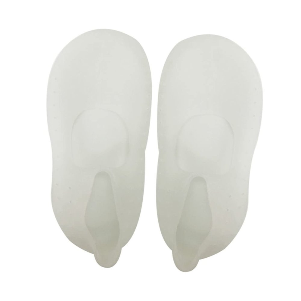 DEARMAMY Silicone Boat Socks Moisturizing -Cracking Gel Socks for Dry Feet and Heels White Breathable Reusable Compatible All Shoe Types