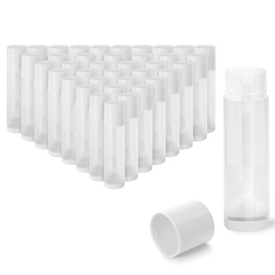 50Pcs Lip Balm Tubes Empty 5.5ml(0.18 oz)- BPA Free Twist-Up Containers with Color Caps, Leak-Proof DIY Lip Balm, for Homemade Lipstick, White Cap