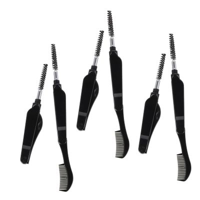 OUNONA 6pcs Folding Eyelash Brush Eyelash Combs and Eyebrow Grooming Brush Dual-use for Lash and Brow Shaping Non-slip Handle Cosmetics Tool