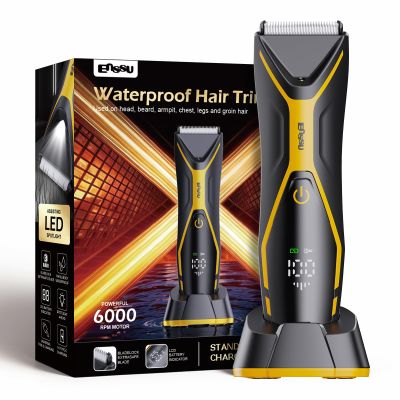 ENSSU Body Hair Trimmer for Men Manscape Trimmer for Men, Electric Ball Shavers with Ceramic Blades & BLADELOCK, Pubic Hair Groomer IPX7 Waterproof Wet or Dry Use for Groin/Legs/Chest