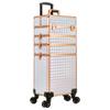 AROUS 5 in 1 Rolling Makeup Train Case Cosmetology Case on Wheels Large Cosmetic Organizer Travel Cart for Hairstylist Artist Nail Beauty Salon Barber,White view 2