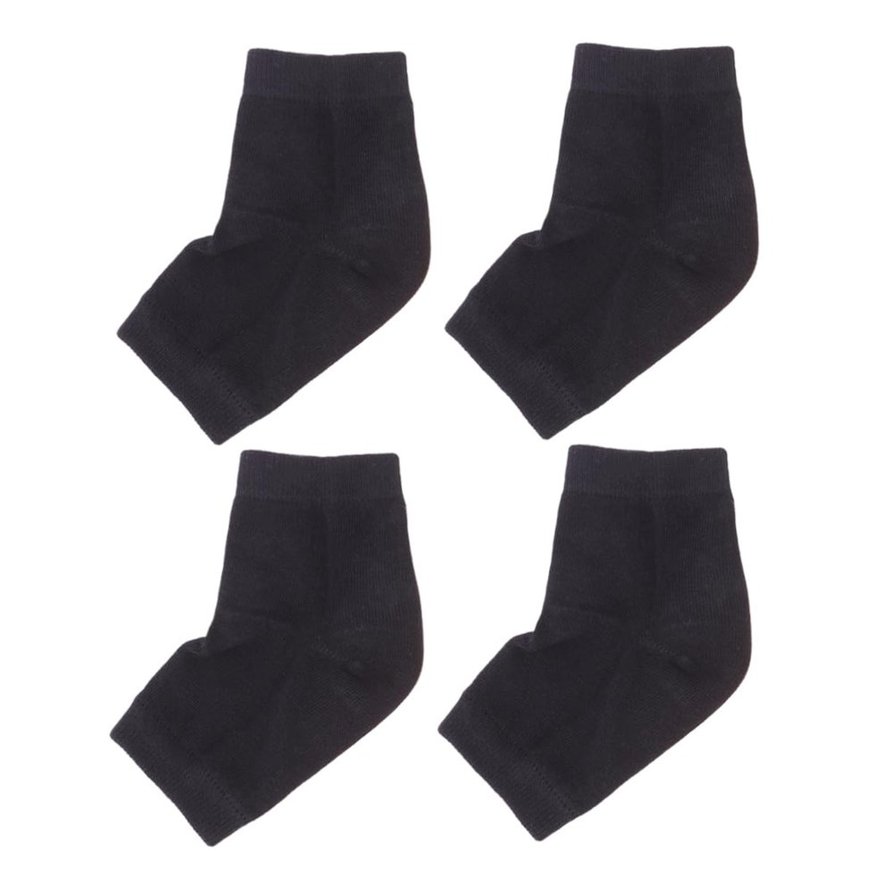 DEARMAMY 2pairs Gel Heel Protector Moisturizing Socks for Cracked Heels Exfoliating Ankle Socks Breathable Anti-Crack Foot Care for Men and Women Black