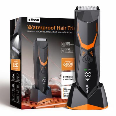 Manscape Body Hair Trimmer for Men with LED Light for Balls/Pubic/Groin/Legs/Chest, IPX7 Waterproof Body Groomer with Ceramic Blade, Fast Charging Shaver for Wet or Dry Use