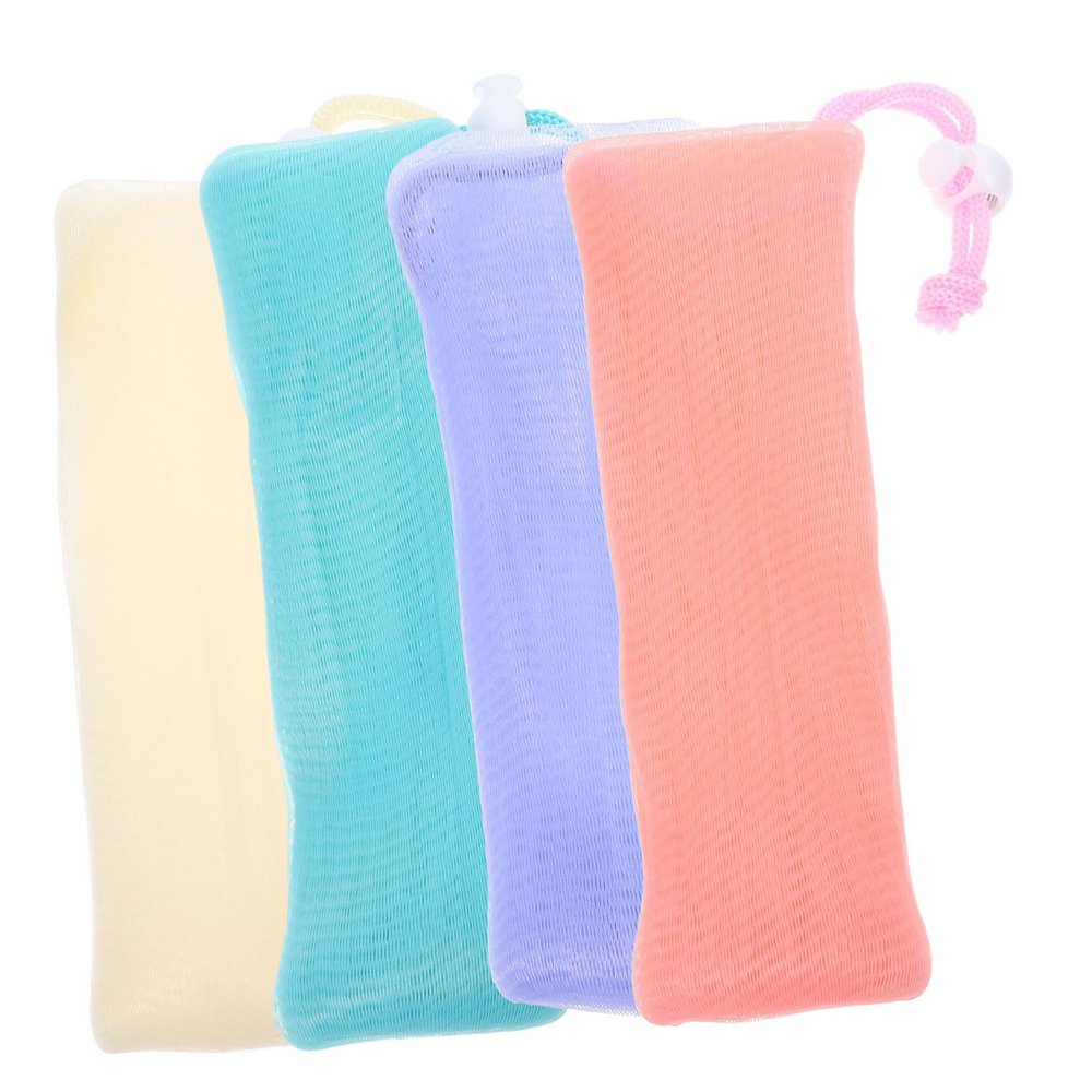 WRITWAA 4pcs Mesh Soap Bag Soap Mesh Holder Net Bag Pouches for Homemade Hanging Toiletry