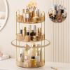 360 Rotating Makeup Organizer, Upgraded 3 Tier Skincare Perfume Organizers for Women, Bathroom Organizer Countertop, Clear Cosmetic Dresser Organizer with Makeup Brush Holder, Sink&Counter(Amber) view 1