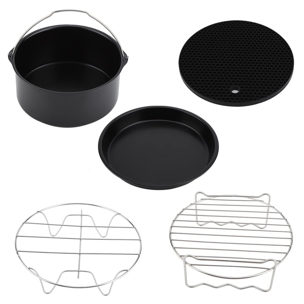 AIR FRYER ACCESSORIES KIT 5PCS SET UNIVERSAL METAL HOLDER COOKING TOOLS FOR FRENCH FRIES PIZZA PANCAKES