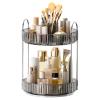 360 Rotating Makeup Organizer, Upgraded 2 Tier Skincare Perfume Organizers for Women, Bathroom Organizer Countertop, Clear Cosmetic Dresser Organizer with Makeup Brush Holder, Sink&Counter(Grey) view 1