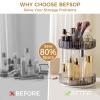 360 Rotating Makeup Organizer, Upgraded 2 Tier Skincare Perfume Organizers for Women, Bathroom Organizer Countertop, Clear Cosmetic Dresser Organizer with Makeup Brush Holder, Sink&Counter(Grey) view 3
