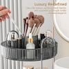 360 Rotating Makeup Organizer, Upgraded 2 Tier Skincare Perfume Organizers for Women, Bathroom Organizer Countertop, Clear Cosmetic Dresser Organizer with Makeup Brush Holder, Sink&Counter(Grey) view 4