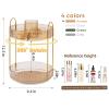 360 Rotating Makeup Organizer, Upgraded 2 Tier Skincare Perfume Organizers for Women, Bathroom Organizer Countertop, Clear Cosmetic Dresser Organizer with Makeup Brush Holder, Sink&Counter(Amber) view 2