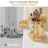 360 Rotating Makeup Organizer, Upgraded 2 Tier Skincare Perfume Organizers for Women, Bathroom Organizer Countertop, Clear Cosmetic Dresser Organizer with Makeup Brush Holder, Sink&Counter(Amber) view 3