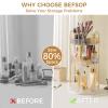 360 Rotating Makeup Organizer, Upgraded 3 Tier Skincare Perfume Organizers for Women, Bathroom Organizer Countertop, Clear Cosmetic Dresser Organizer with Makeup Brush Holder, Sink&Counte (Clear) view 3