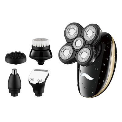 DEARMAMY 5-in-1 USB Rechargeable Electric Shaver Beard Trimmer for Men Washable Rotary Razor Facial Hair Trimmer Portable Grooming Kit for Wet/Dry Use