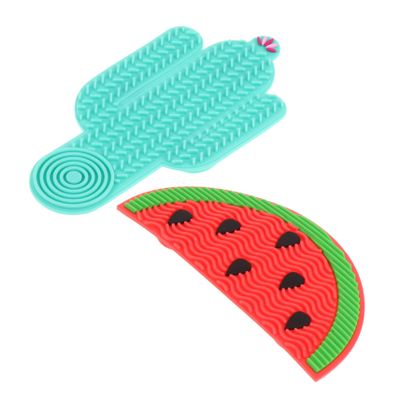 CALLARON 2pcs Watermelon Scrub Pad Makeup Brush Cleaner Silicone Brush Cleaning Mat