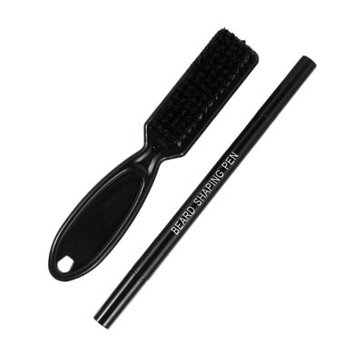 DEARMAMY 1set Dual- Beard Pencil and Brush Tool for Men Deep Brown Beard Filler Care and Grooming