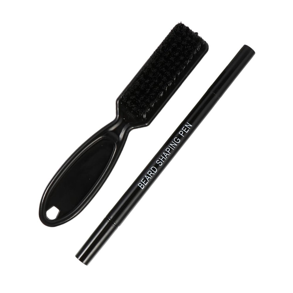 DEARMAMY 1set Dual- Beard Pencil and Brush Tool for Men Deep Brown Beard Filler Care and Grooming