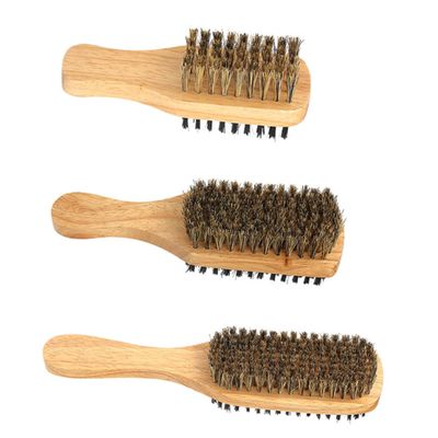 DEARMAMY 3pcs Boar Bristle Beard Brush Set Dual-sided Grooming Tools for Men Small Medium Large for Shaping Cleaning and Styling Facial Hair Barber Salons Home Use