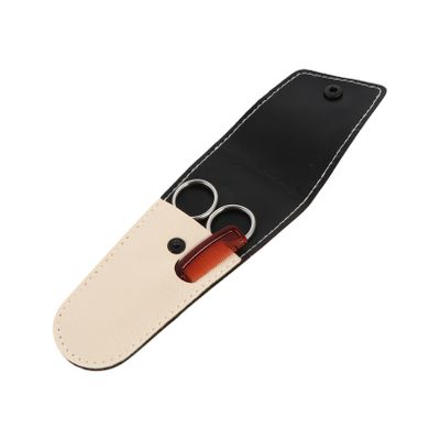 DEARMAMY 1set Beard Grooming Kit Stainless Steel Scissors and Comb for Easy Beard Care Includes Stylish Leather Bag