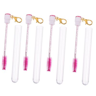 LOLIPPYY 4pcs Rhinestone Eyelash Brush Keychain Tubes Portable Makeup Applicator for Beauty Enthusiasts for Travel and Daily Use