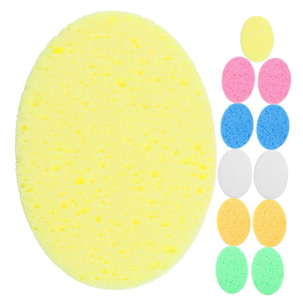 FOMIYES 12Pcs Portable Oval Facial Sponges for Deep Cleansing Lightweight Makeup Removal Tool Exfoliating Face Wash Sponges Skin Tone Pastel Colors for Travel and Daily Use