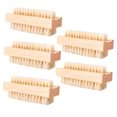 PACKOVE 5pcs Wood Cleaning Brush Pig Mane Nail and Hand Washing Brush for Home Use High-Polished Lotus Wood Soft Bristles for Gentle Exfoliation and Dirt Removal