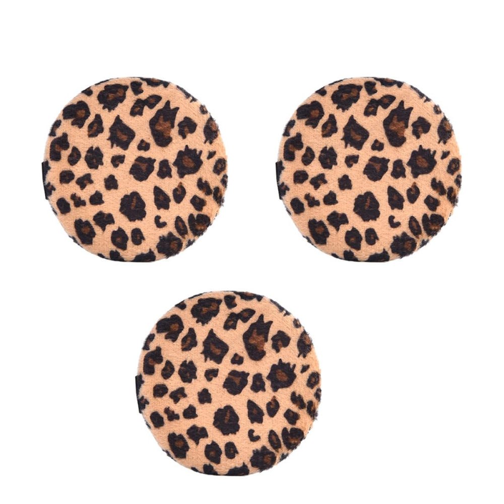 Beaupretty 3pcs Large Leopard Print Face Rounds Makeup Beauty Puff for Powder Foundation Sponges Cosmetics Tool Random Color