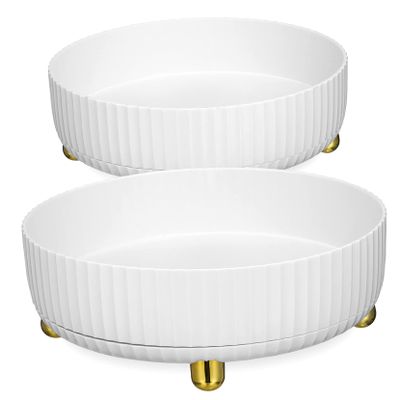 Alipis 2pcs Makeup Skincare Storage Box Rotating Organizer Material Easy Clean Desk Bathroom