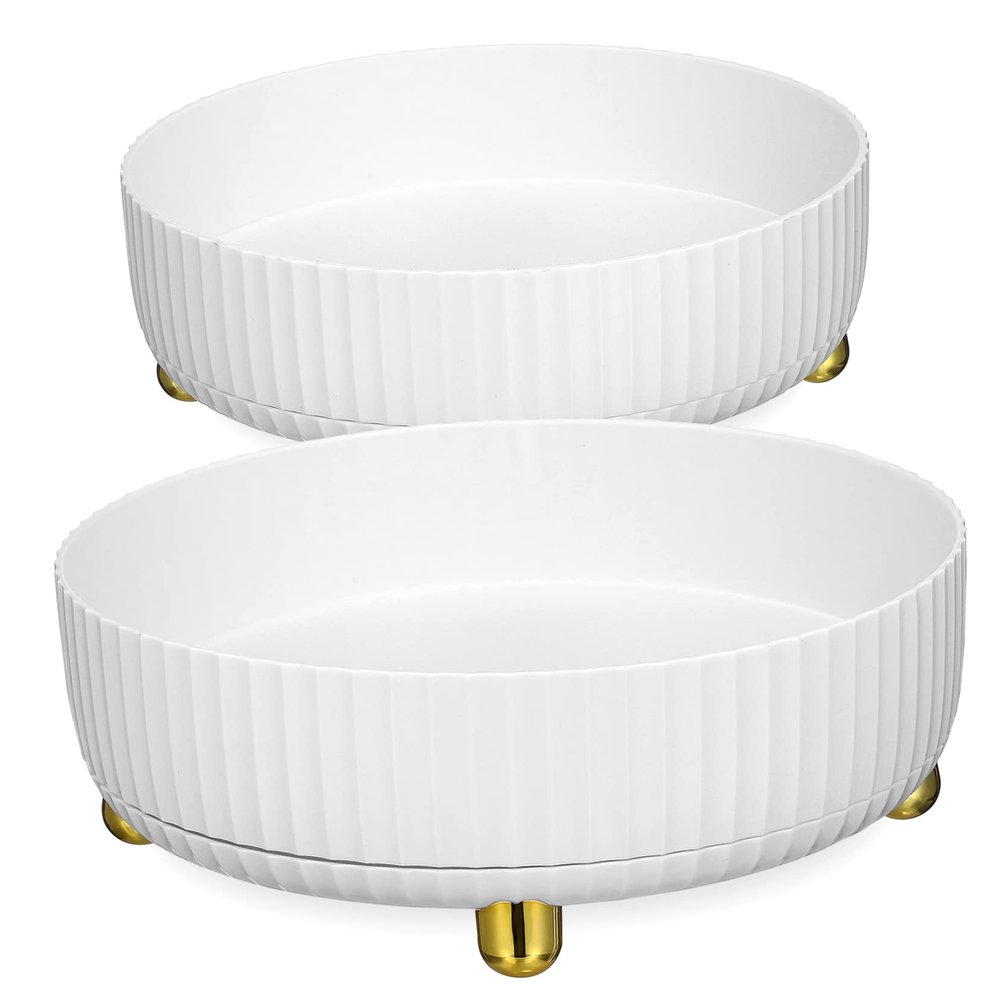 Alipis 2pcs Makeup Skincare Storage Box Rotating Organizer Material Easy Clean Desk Bathroom