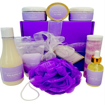 Lavender Spa Box 8 Piece skin care set, Birthday Gifts for Women, Mother's Day Gifts, Self Care Package,Bridal Shower gifts, get well gifts for women, gifts for mom, best friend birthday gifts, bath essentials for women relaxing, spa set for woman, t