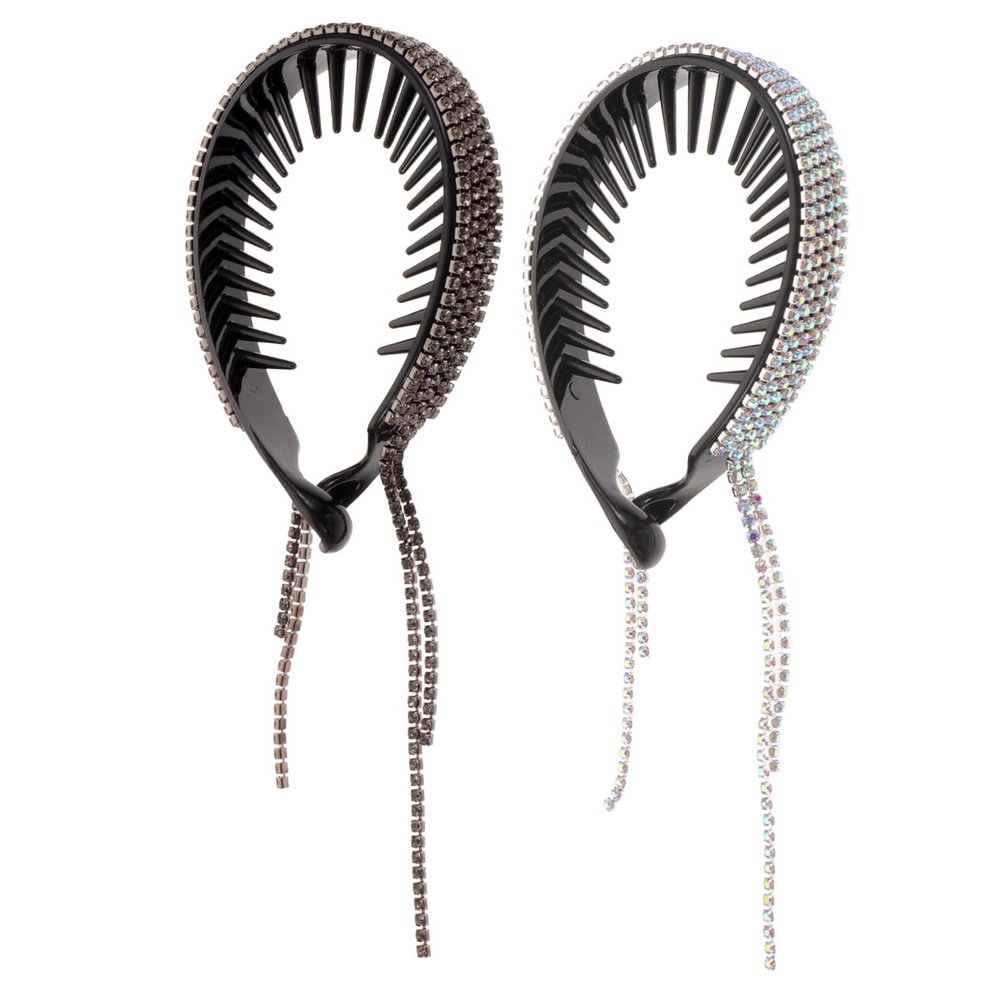 Baluue 2pcs Rhinestone Bun Clip Hair Claws Clips Bun Holder Women Hair Accessories Glitter