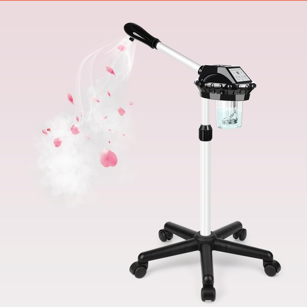 Professional Facial Steamer, Stand on Wheels Face Steamer, SPA Ozone Nano Steamer for Facials