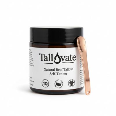 Natural Self Tanner with Beef Tallow Quick Tan for Face & Body Moisturizing, Non-Toxic, Olive Oil + Cocoa, Sunless Tanning Browning Lotion 4oz